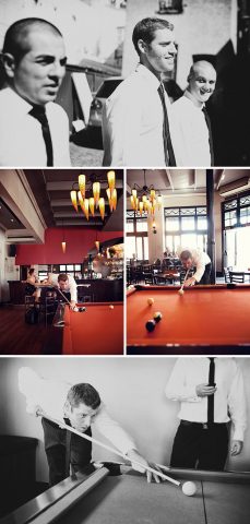 Sydney Wedding Photography - Groom and Groomsmen playing pool at The Paddington Inn