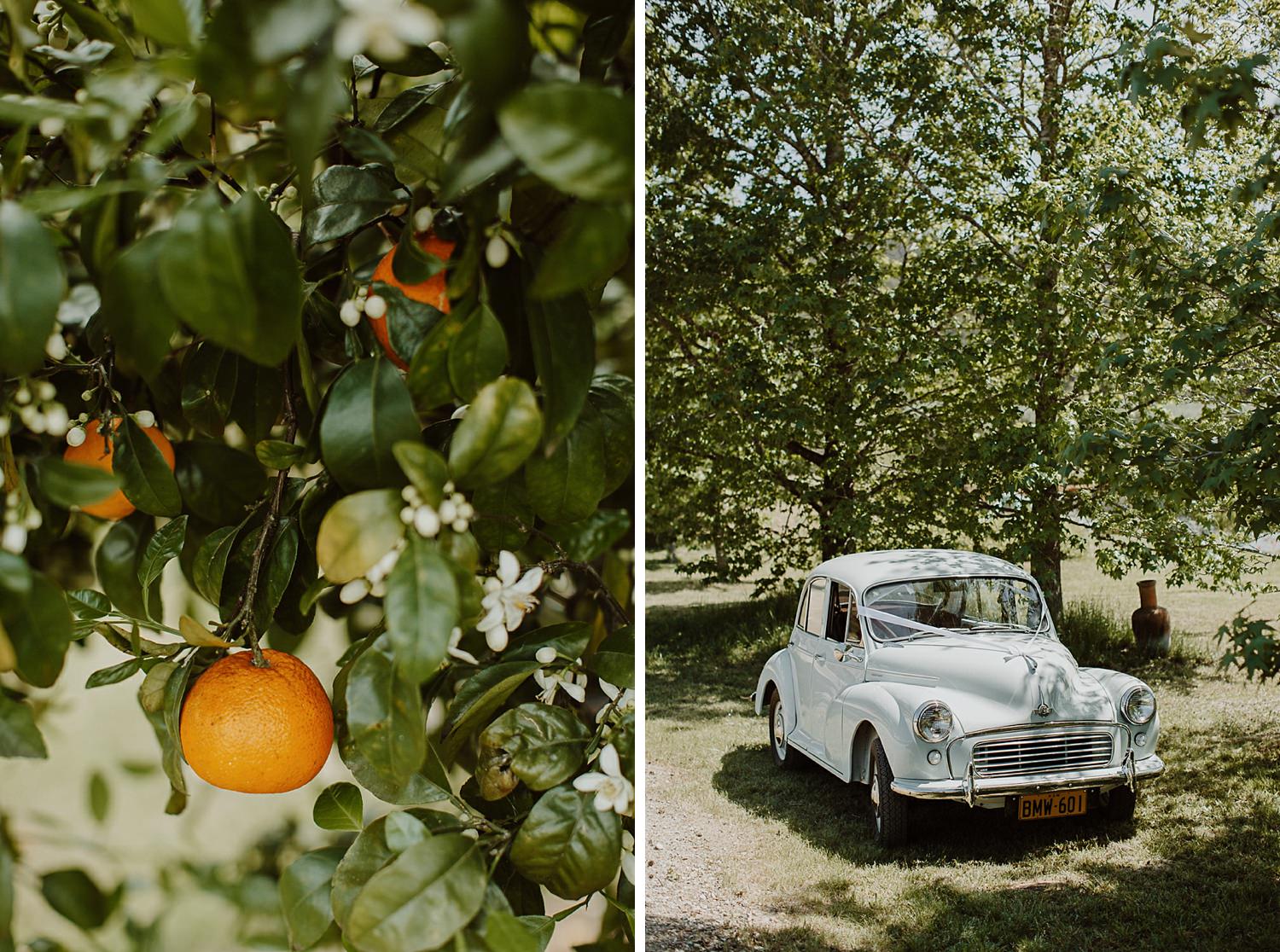 Oranges and vintage car at Valleyfields